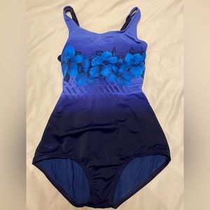 Speedo one piece swimsuit - Blue with floral design